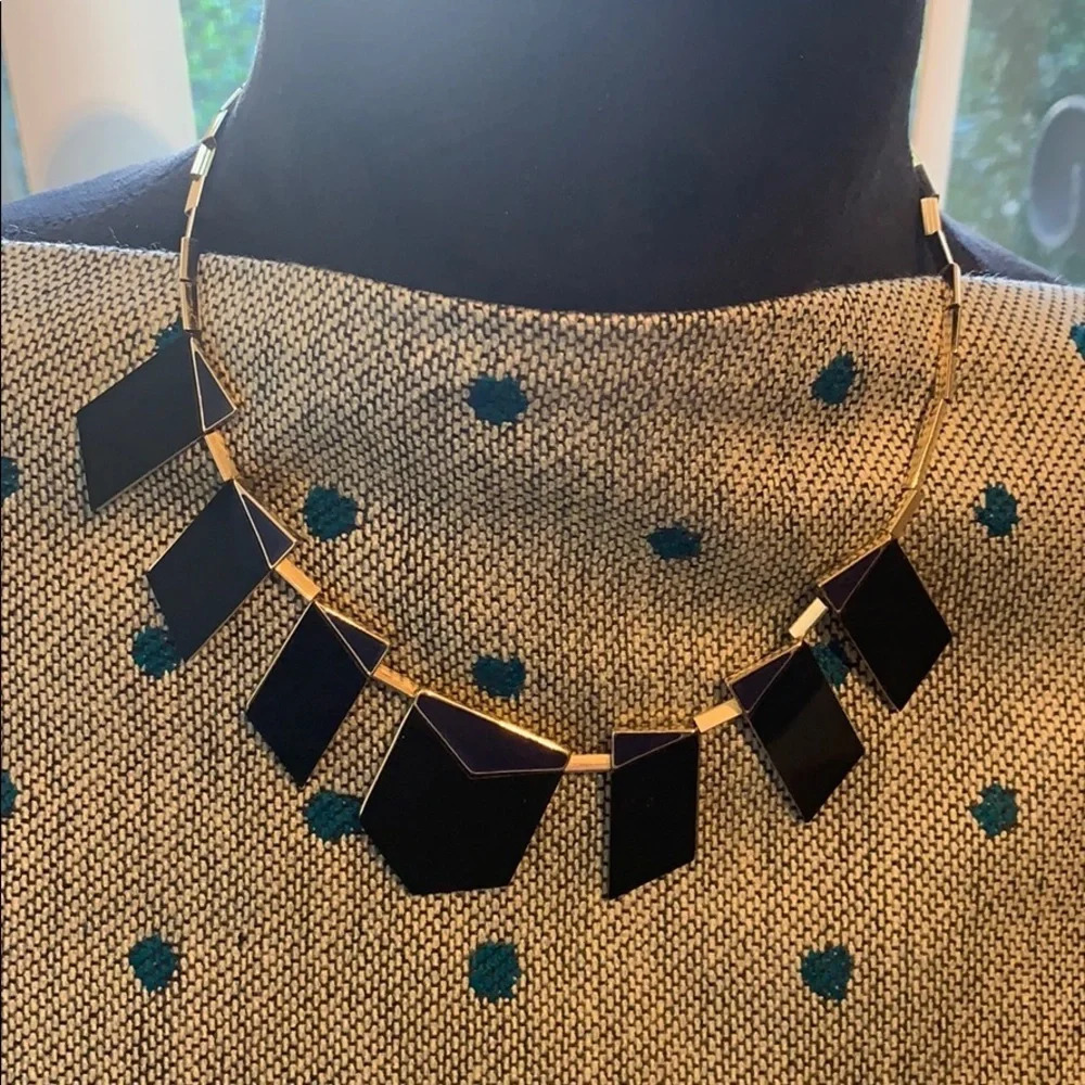 Unique necklace gold/black/bluish-purple - Picture 4 of 7